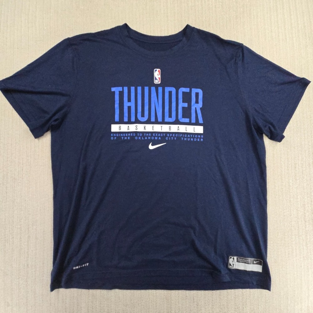 Nike Oklahoma City Thunder Shirt Mens 2XL Blue Dri-Fit Tee NBA Basketball